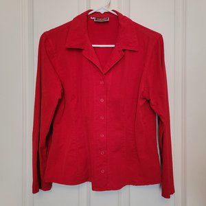Tianello Red Button Down Long Sleeve Shirt in Sm.